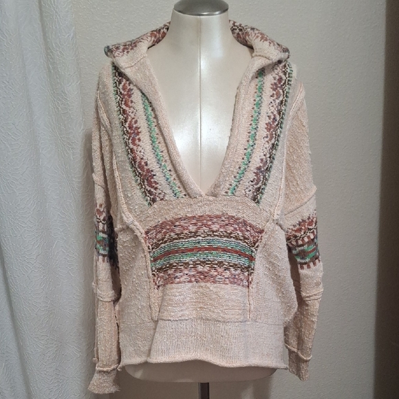 Pilcro Urban Outfitters Boho Multicolor V-neck Sweater Sz Sm - Picture 2 of 12